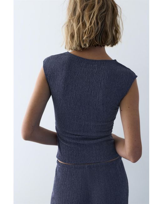 Pull&Bear Blue Crepe Top