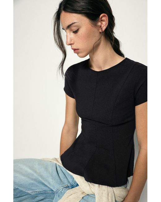 Pull&Bear Black Peplum Top