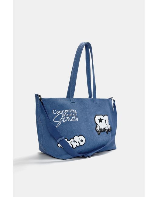 Pull&Bear Blue Stwd Shopper Bag for men