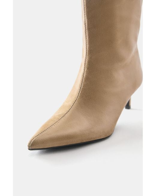 Pull&Bear Red Lace-Up High-Heel Boots