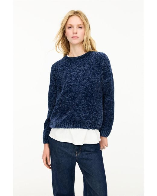 Pull&Bear Blue Pullover Aus Chenille