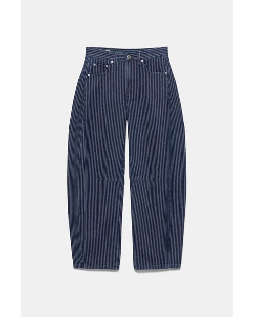 Pull&Bear Blue Striped Balloon Jeans