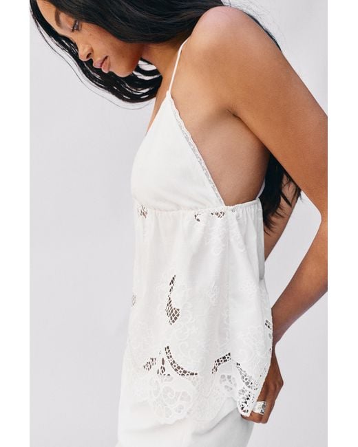 Pull&Bear Natural Swiss Embroidery Top