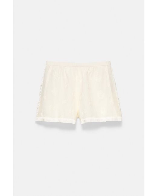 Pull&Bear Brown Floral Embroidered Bermuda Shorts
