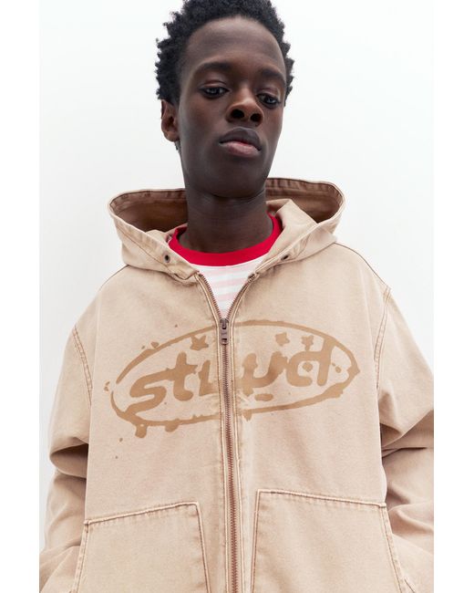 Pull&Bear Brown Stwd Hooded Jacket for men