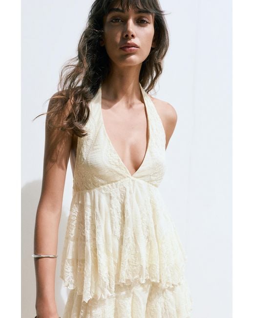 Pull&Bear White Lace Halter Top