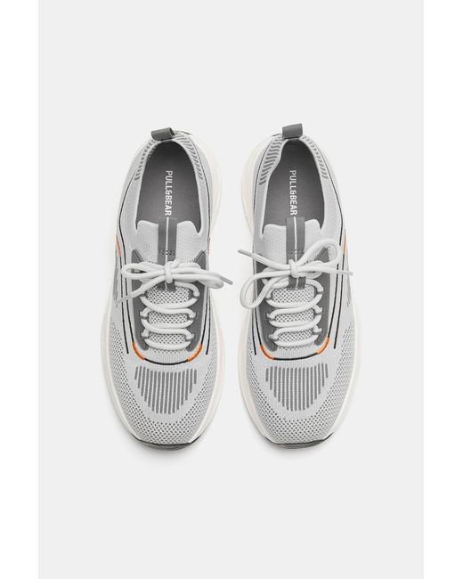 Pull&Bear White Fabric Trainers for men