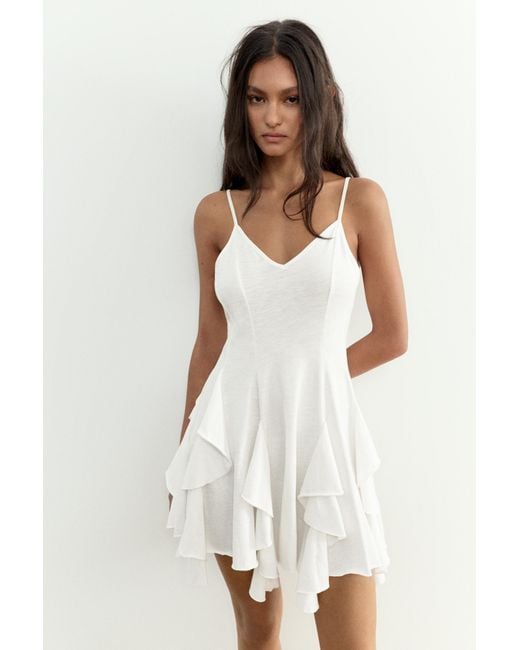 Pull&Bear White Strappy Flared Mini Dress