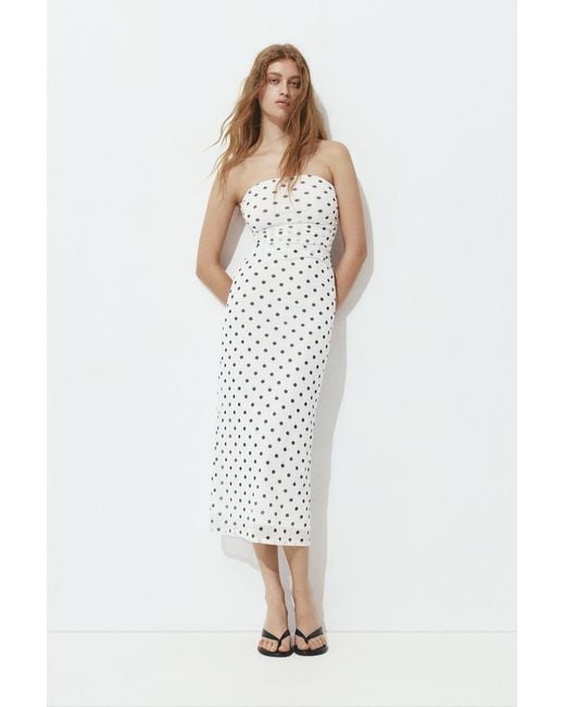 Pull&Bear White Polka Dot Midi Dress