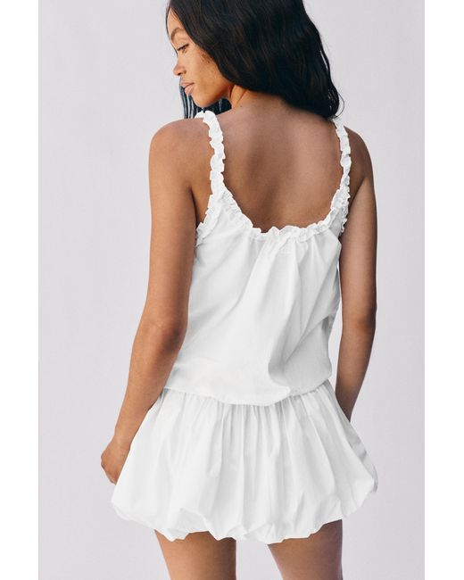 Pull&Bear Witte Korte Balloon Jurk in het Gray