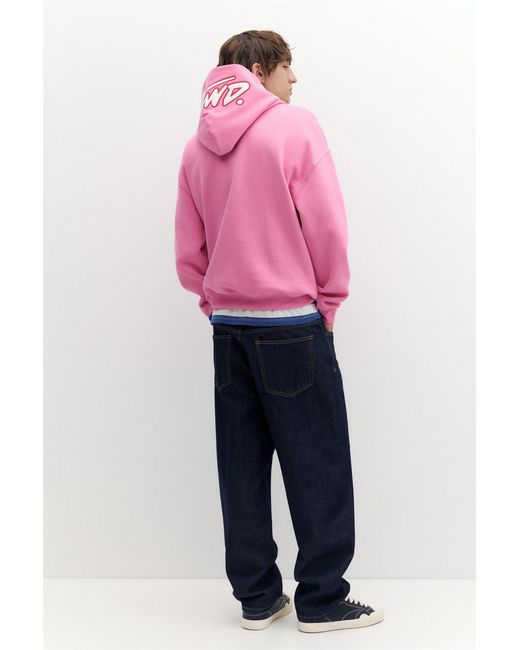 Pull&Bear Pink Boxy Hoodie for men