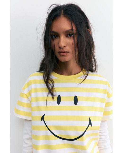 Pull&Bear Metallic Smiley T-Shirt