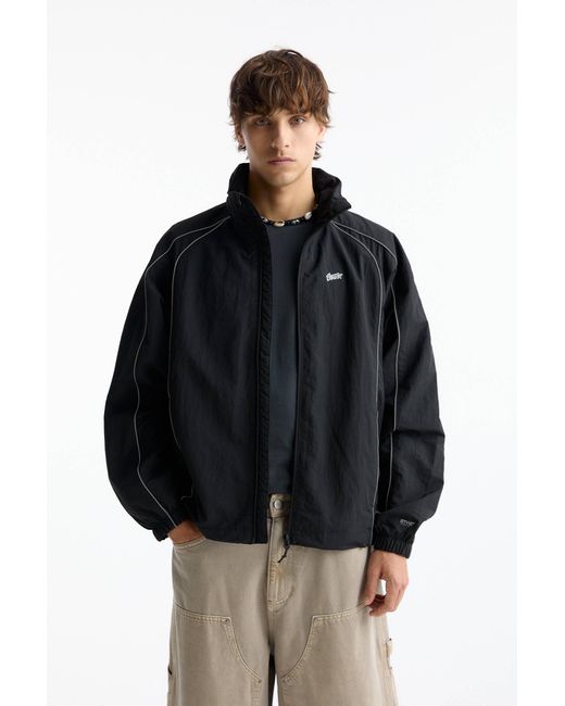 Pull&Bear Black Stwd Raincoat With Contrast Seams for men