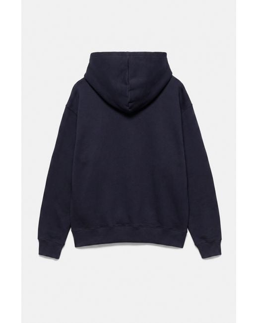 Pull&Bear Blue Basic Hooded Sweatshirt for men