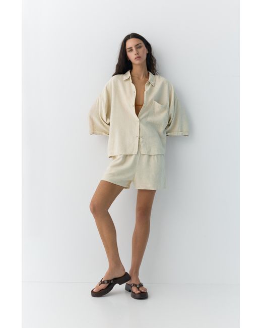 Pull&Bear Multicolor Linen Blend Shirt