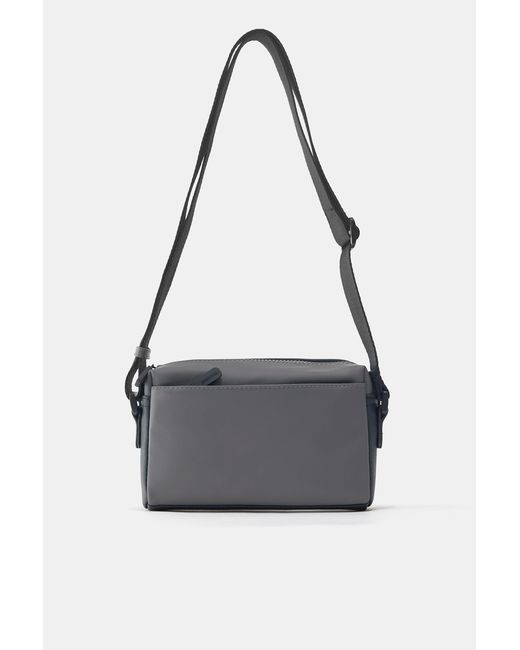 Pull&Bear Black Rubberised Crossbody Bag for men