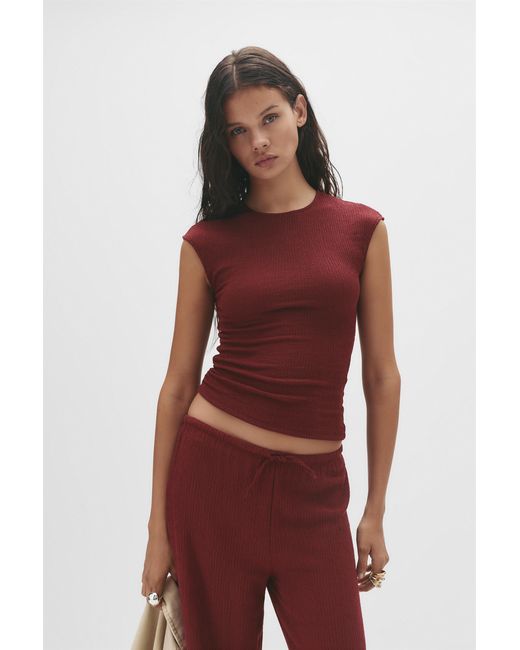 Pull&Bear Red Crepe Top