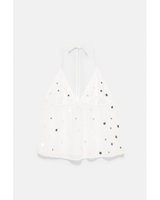 Pull&Bear Haltertop Met Spiegels in het White
