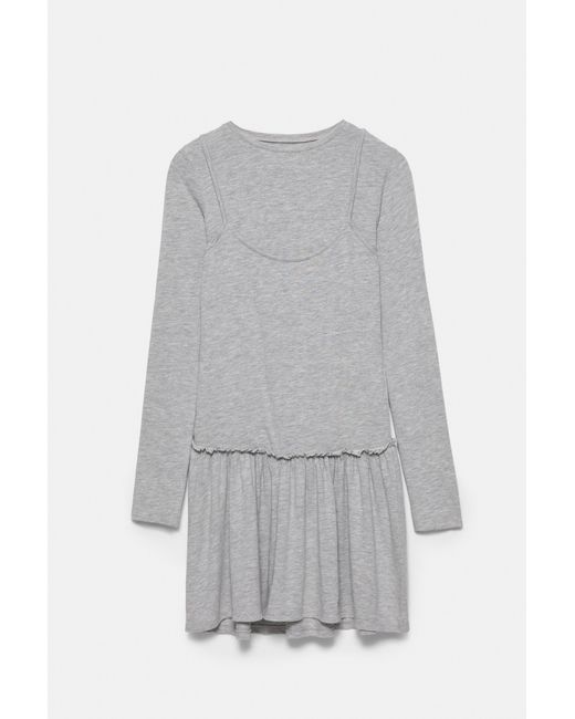 Pull&Bear Gray Double Short Dress