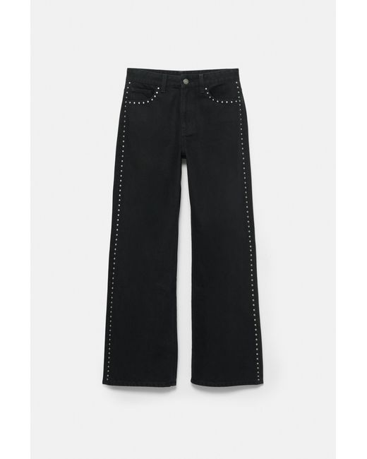 Pull&Bear White Straight-Leg Jeans With Stud Details