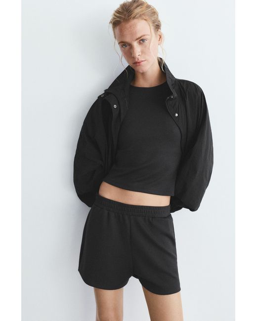 Pull&Bear Black Soft-Touch Sports Shorts