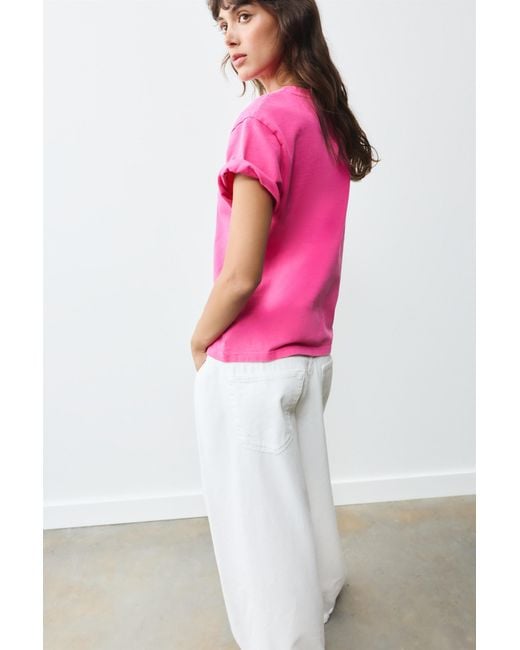 Pull&Bear Pink Short Sleeve T-Shirt 100% Cotton