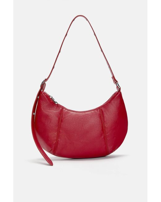 Pull&Bear Red Half-Moon Shoulder Bag