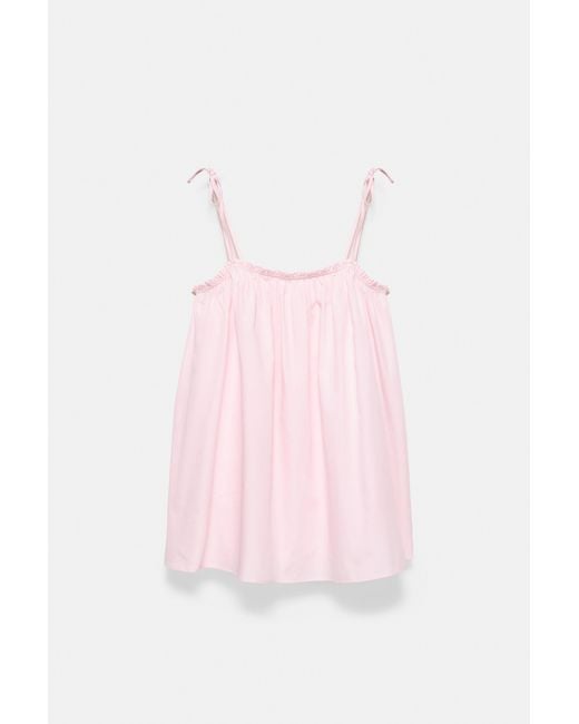 Pull&Bear Pink Short Strappy Poplin Dress