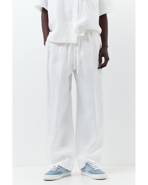 Pull&Bear Blue 100% Linen Jogger Trousers for men