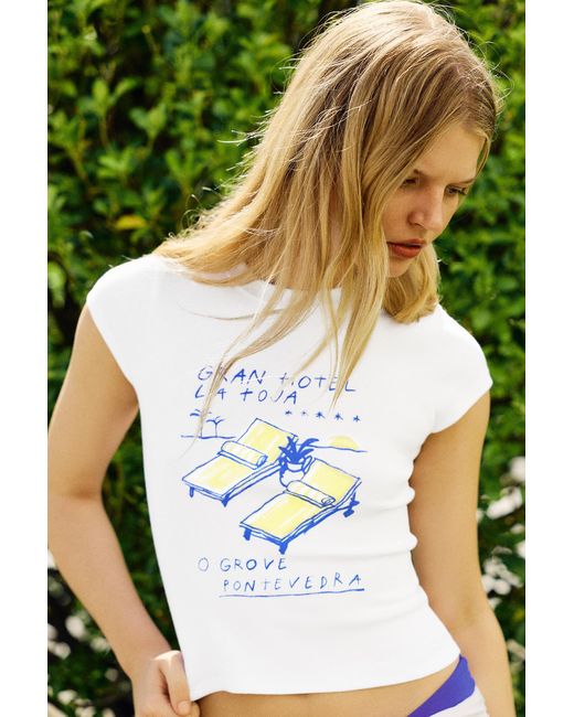 Pull&Bear Green La Toja Sun Loungers T-Shirt