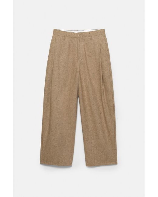 Pull&Bear Brown Tailored Fit Wool Trousers for men