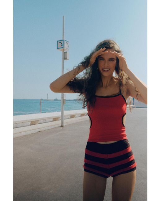 Pull&Bear Red Cut-Out Strappy Top