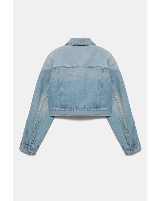 Pull&Bear Cropped Spijkerjack in het Blue