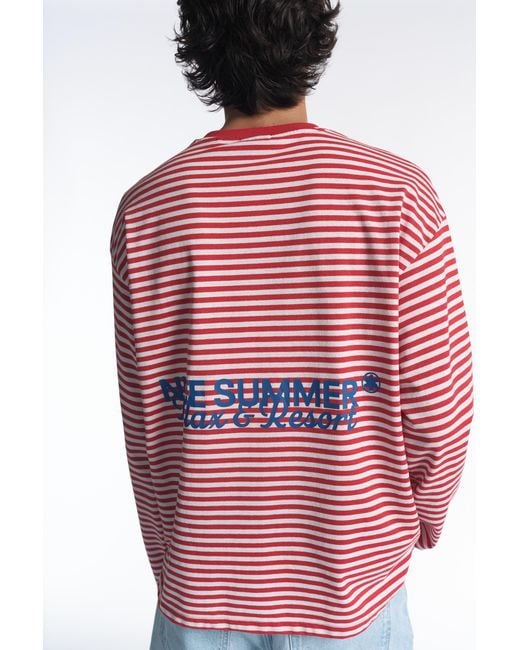 Pull&Bear Blue Striped Stwd T-Shirt for men
