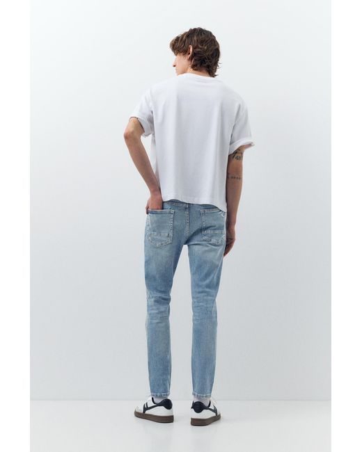 Pull&Bear Black Ripped Skinny Jeans for men
