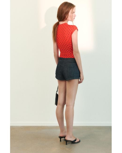 Pull&Bear Red Cut-Out T-Shirt