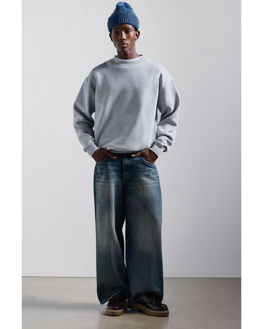 Pull&Bear Gray Wide Straight Jeans for men