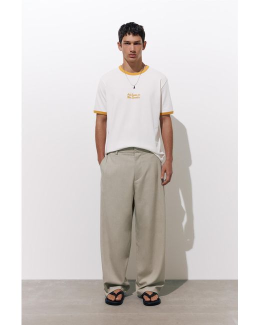 Pull&Bear Natural Tailored Darted Trousers for men