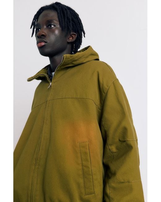 Pull&Bear Blue Hooded Jacket With Faded Detail for men