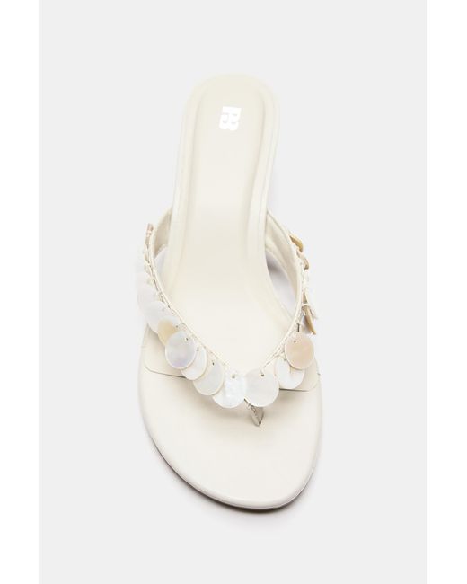 Pull&Bear White Beaded Heeled Sandals