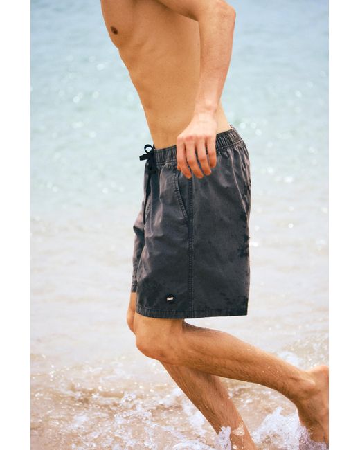 Pull&Bear Blue Stwd Garment Dye Swimming Trunks for men