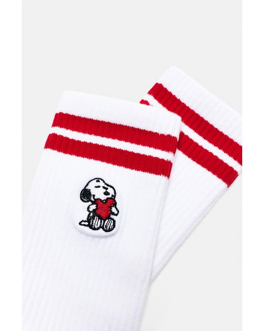 Pull&Bear White Peanuts Sports Socks