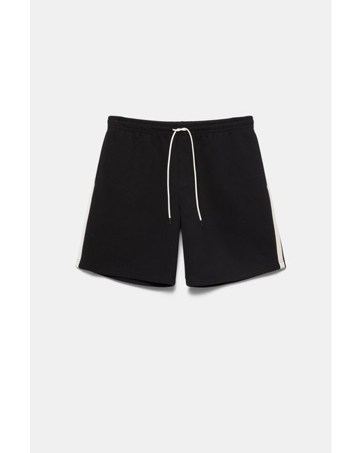 Pull&Bear Black Paneled Bermuda Shorts for men
