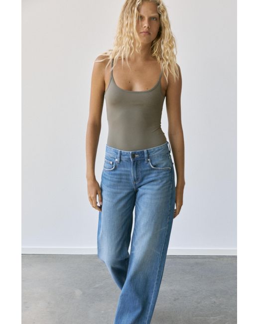 Pull&Bear Blue Polyamide Bodysuit With Thin Straps
