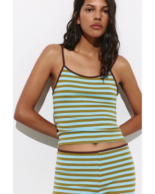 Pull&Bear Green Striped Strappy Top