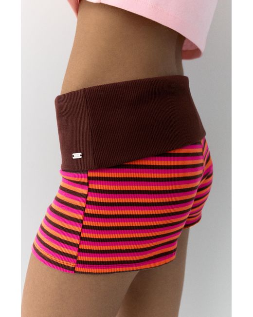 Short À Rayures En Maille Pull&Bear en coloris Red