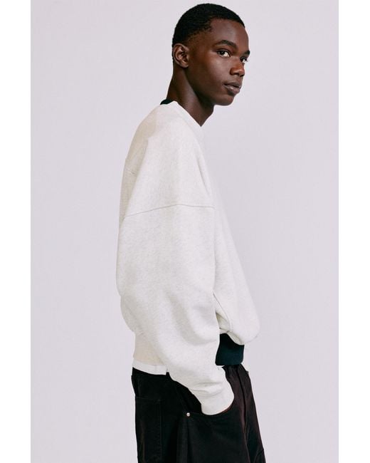 Pull&Bear Metallic Contrast Rib Round Neck Sweatshirt for men