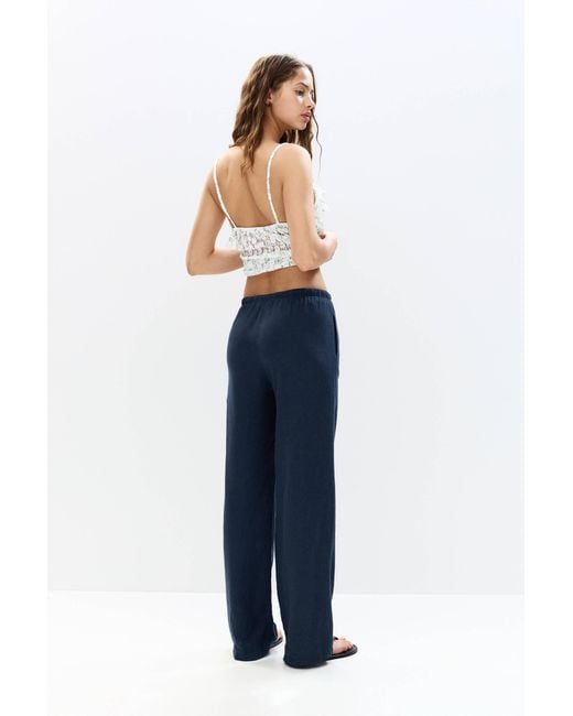 Pull&Bear Blue Fließende Hose Mit Leinen