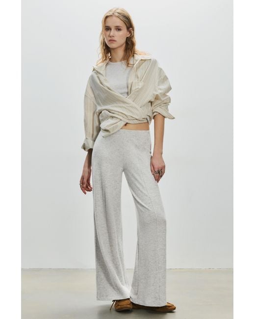 Pull&Bear White Wide-Leg Soft Touch Trousers