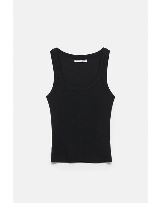 Pull&Bear Basic Tanktop in het Black